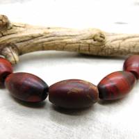 Roter Jaspis - 5 olivenförmige Perlen - alt, vintage - mit schöner Bänderung Bild 4