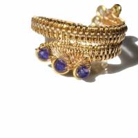 Ring handgewebt mit Mini Achat lila violett im Spiralring goldfarben wirework als Geschenk im boho chic Bild 6