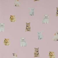 rosa Jersey mit Tieren Katze Hund Hamster Kaninchen 50 cm x 155 cm little Pets Bild 1