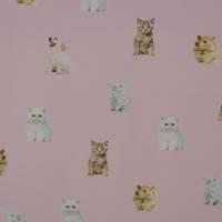 rosa Jersey mit Tieren Katze Hund Hamster Kaninchen 50 cm x 155 cm little Pets Bild 4