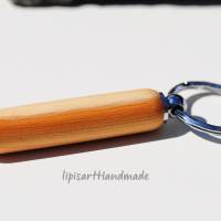 Schlüsselanhänger – Holz Eibe gedrechselt Walze mit Ring Farbe Chrom Bild 5