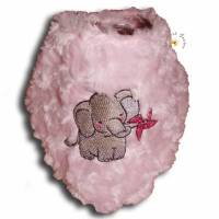 Besticktes Baby-Halstuch rosa Kinder-Halstuch Elefant mit Namen Dreieckstuch Sabberlatz kuschelweicher Plüsch bügelfrei Bild 1
