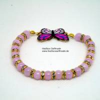 Armband mit Schmetterling und Jadeperlen 18 cm Bild 2
