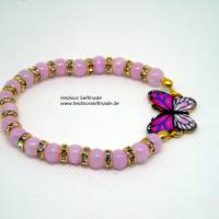 Armband mit Schmetterling und Jadeperlen 18 cm Bild 3