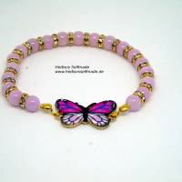Armband mit Schmetterling und Jadeperlen 18 cm Bild 4