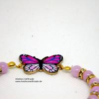 Armband mit Schmetterling und Jadeperlen 18 cm Bild 6