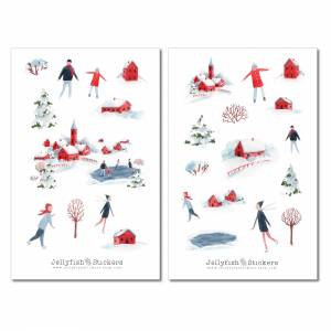 Winter Eislaufen Sticker Set | Journal Sticker | Planer Sticker | Aufkleber Weihnachten | Feiertage, Sticker Weihnachten Bild 2