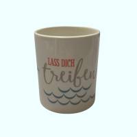 Kaffee-Tasse für den Urlaub, Lass dich treiben,Kaffeebecher mit einem kreativen Spruch zum Thema Meer Bild 5