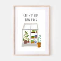 Küchenbild "Green ist the new black" | Din A4| Trendige Kunst| Gesund leben | Vegan | Gewächshaus Bild 1