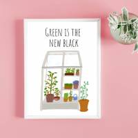 Küchenbild "Green ist the new black" | Din A4| Trendige Kunst| Gesund leben | Vegan | Gewächshaus Bild 4