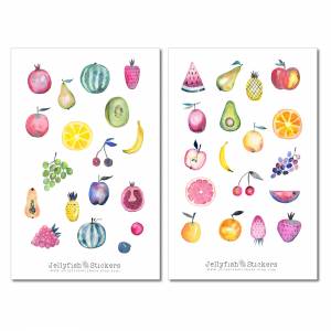 Früchte Sticker Set | Bunte Aufkleber | Journal Sticker | Essen Sticker | Planersticker | Sticker Kochen, Küche, Obst, S Bild 2