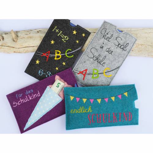 Stickdatei Schulanfang ITH Schokohülle 5 Motive Schokohüllen 18x10cm