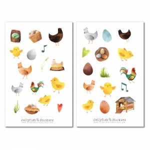 Hühnerfarm Sticker Set | Niedliche Aufkleber | Journal Sticker | Planer Sticker | Sticker Hühner, Küken | Sticker Tiere, Bild 2