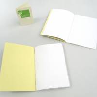 Notizheft, stroh-gelb, DIN A6, Titelschild zum Selbstbeschriften, handgefertigt, Recyclingpapier Bild 2