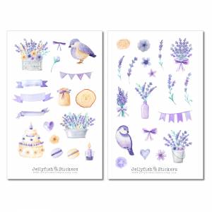 Lila Lavendel Sticker Set | Florale Aufkleber | Journal Sticker | Planer Sticker | Sticker Pflanzen | Sticker Natur, Gar Bild 2