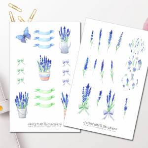 Lavendel Garten Sticker Set | Florale Aufkleber | Journal Sticker | Planer Sticker | Sticker Pflanzen | Sticker Natur, G Bild 1