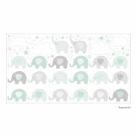 165 Wandtattoo Elefanten mint Wolken Sterne weiß grau - in 6 Größen - schöne Kinderzimmer Sticker Bild 1