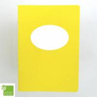 Notizheft, gold-gelb, DIN A6, Titelschild zum Selbstbeschriften, handgefertigt, Recyclingpapier Bild 1