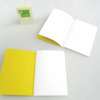 Notizheft, gold-gelb, DIN A6, Titelschild zum Selbstbeschriften, handgefertigt, Recyclingpapier Bild 2