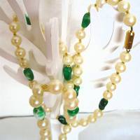 Vintage Perlenhalskette in Creme-Grün zeitlos schön aus den 70er Jahren Bild 3