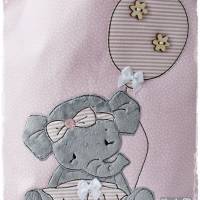 Turnbeutel/Rucksack rosa mit Doodlestickerei Elli Elefant und Wunschname Bild 3
