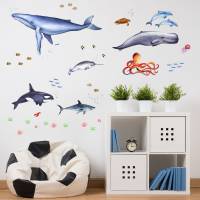 166 Wandtattoo Tiere der Meere - Blauwal, Hai, Delfin, Orca - in 6 Größen - schöne Kinderzimmer Sticker Bild 3