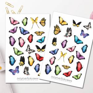 Schmetterlinge Sticker Set - Journal Sticker, Planer Sticker, Insekten, Natur, Bunte Sticker, Blumen, Garten, Memory Pla Bild 1