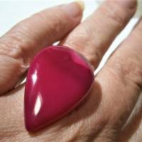 Ring pink mit 32 x 22 Millimeter Achat Stein Tropfen klein Designschmuck verstellbar Geschenk Bild 2