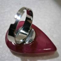 Ring pink mit 32 x 22 Millimeter Achat Stein Tropfen klein Designschmuck verstellbar Geschenk Bild 6