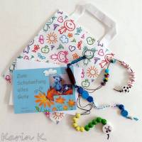 Rechenkette im Mini- Bag Brustbeutel Türkis Grün mit Glückwunschkarte und Geschenktasche RECHENFAN Bild 3