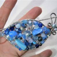 Tuchnadel celtic knot blau Geschenk für sie pastell türkis 120 x 50 Millimeter Aluminium silberfarben Geschenk Bild 3