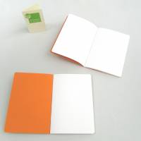 Notizheft, orange, DIN A6, Titelschild zum Selbstbeschriften, handgefertigt, Recyclingpapier Bild 2
