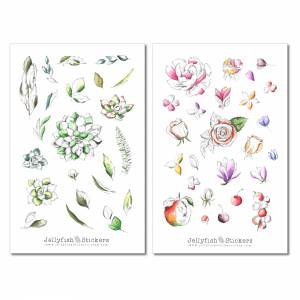 Floral Skizze Sticker Set | Aufkleber Garten | Journal Sticker | Sticker Blumen | Sticker Natur bullet journal sticker S Bild 2