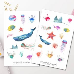 Unterwasserwelt Sticker Set | Aufkleber Tiere | Journal Sticker | Sticker Meer bullet journal sticker Sticker Sheet Bild 1