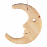 Hängedeko Mond zum Aufhängen aus Holz, geölt Bild 1
