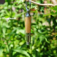 Schlüsselanhänger Flaschenöffner – Holz Buche gestockt gedrechselt Walze Farbe Chrom Bild 4