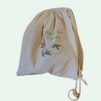 Baumwoll-Rucksack zum Brötchen holen, Brötchen-Tasche mit einem kreativen Spruch bestick, Baumwolle, Größe ca.38 x40 cm Bild 5