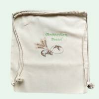 Baumwoll-Rucksack zum Brötchen holen, Brötchen-Tasche mit einem kreativen Spruch bestick, Baumwolle, Größe ca.38 x40 cm Bild 9