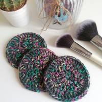 Große Kosmetikpads aus Bio-Baumwolle 3er Set 3 Stück Abschminkpads Baumwolle grau Regenbogen Bild 1