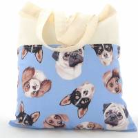 faltbarer XL Einkaufsbeutel mit jungen Hunden | Einkaufstasche | Stofftasche | Tragetasche | Baumwolltasche | Faltbeutel