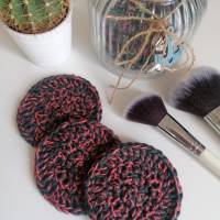 Große Kosmetikpads aus Bio-Baumwolle 3er Set 3 Stück Abschminkpads Baumwolle grau koralle Bild 1