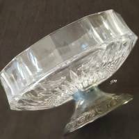 Vintage Obstschale Kristallglas mit Fuss aus Silber 1960er Bild 4