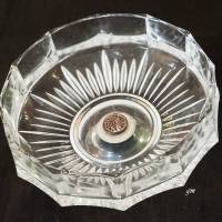 Vintage Obstschale Kristallglas mit Fuss aus Silber 1960er Bild 5