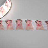 Schwein  mit Blumen  22 mm  Borte Ripsband, schweinchen Bild 2