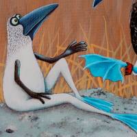 Der Blaufußtölpelfrosch, blue footed booby, Froschkönig, Froschbild, Originalbild, Acrylmalerei, Unikat Bild 3
