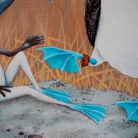 Der Blaufußtölpelfrosch, blue footed booby, Froschkönig, Froschbild, Originalbild, Acrylmalerei, Unikat Bild 5