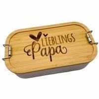 Brotdose Brotbox Lunchbox Blechdose Name Bambus Deckel Taufe Weihnachten personalisiert Geschenk Papa Vatertag Bild 1