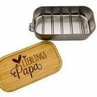 Brotdose Brotbox Lunchbox Blechdose Name Bambus Deckel Taufe Weihnachten personalisiert Geschenk Papa Vatertag Bild 4