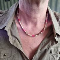 handgefertigte Unisex Halskette aus Holz und Naturstein Perlen im Surfer Stil, Surferkette für Herren & Damen Bild 3