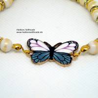 Armband mit Schmetterling und Jadeperlen 18 cm Bild 3